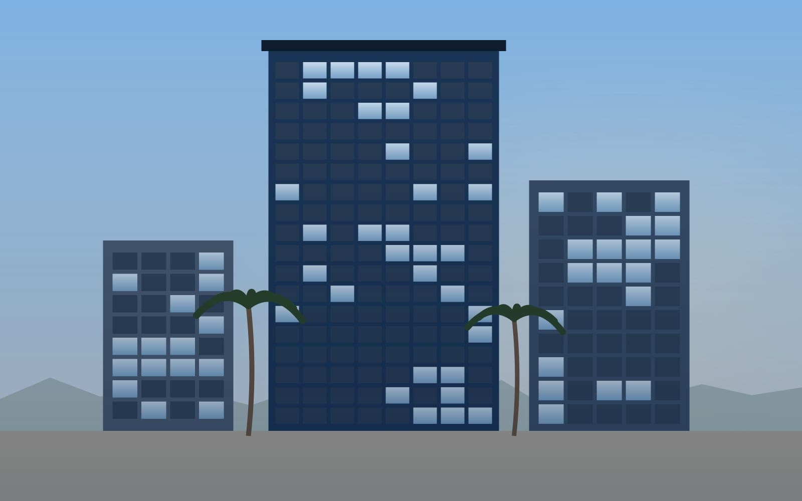 Illustration of a glass office tower (sample image)